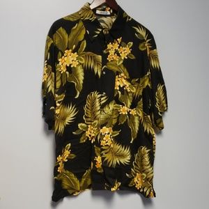 Men's Hawaiin Shirt Black, Green, Yellow Xlarge